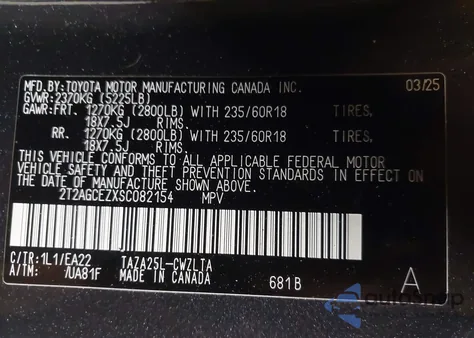 2025 Lexus Nx 350 z USA, uszkodzony, nr VIN 2T2AGCEZXSC082154